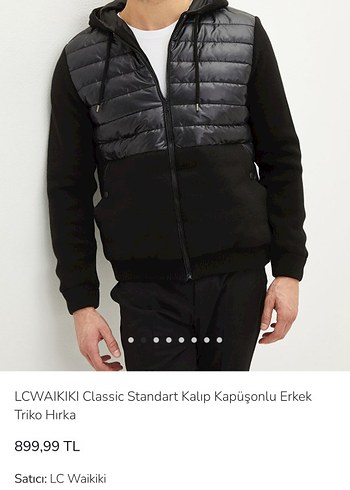 LCW Kapüşonlu Siyah Erkek Triko hırka Ceket mont - Görsel 2