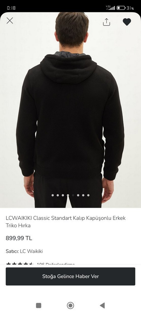 LCW Kapüşonlu Siyah Erkek Triko hırka Ceket mont - Görsel 5