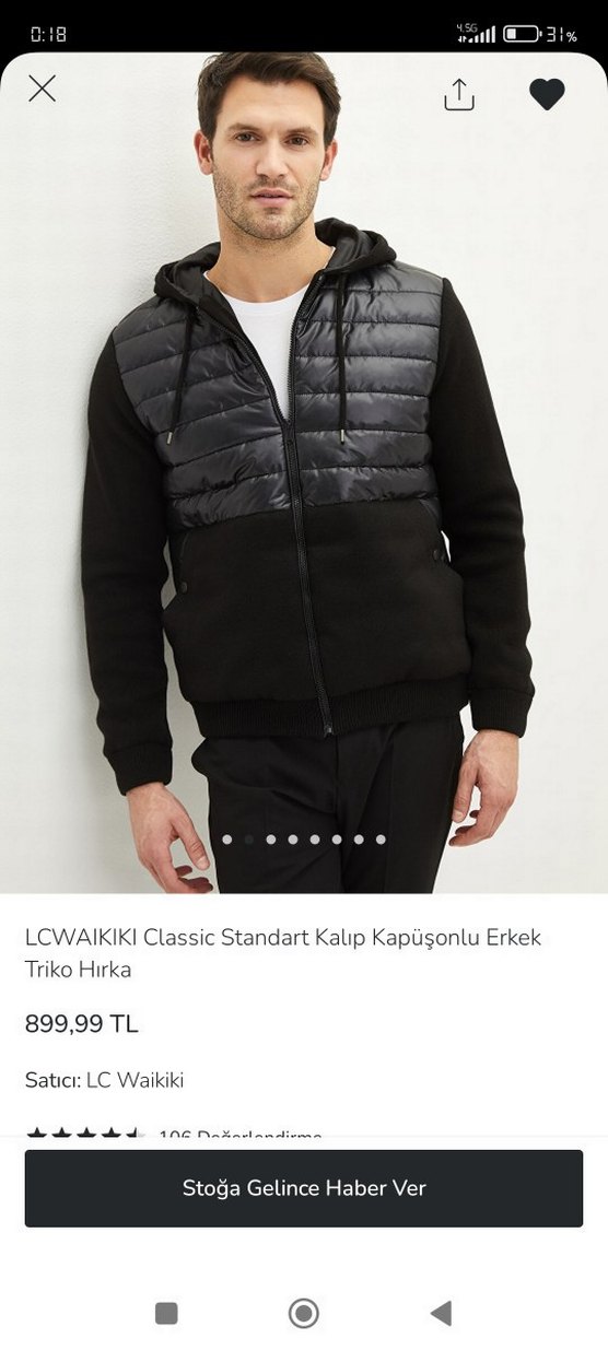 LCW Kapüşonlu Siyah Erkek Triko hırka Ceket mont - Görsel 2