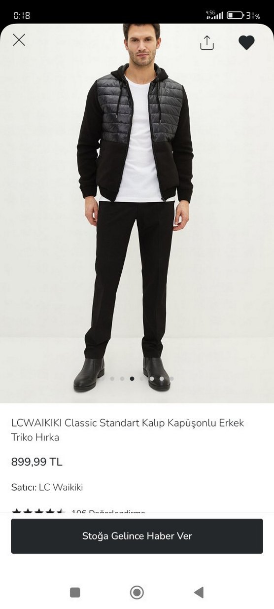 LCW Kapüşonlu Siyah Erkek Triko hırka Ceket mont - Görsel 4