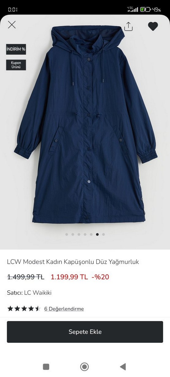 LCW kadın Lacivert yağmurluk Trençkot mont mevsimlik - Görsel 4