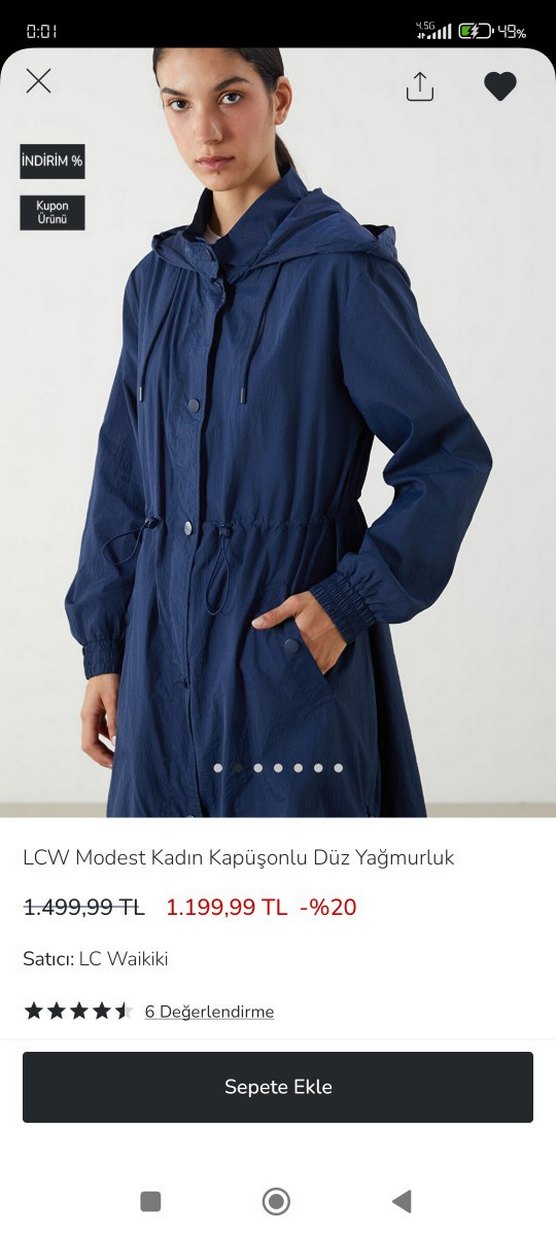 LCW kadın Lacivert yağmurluk Trençkot mont mevsimlik - Görsel 2