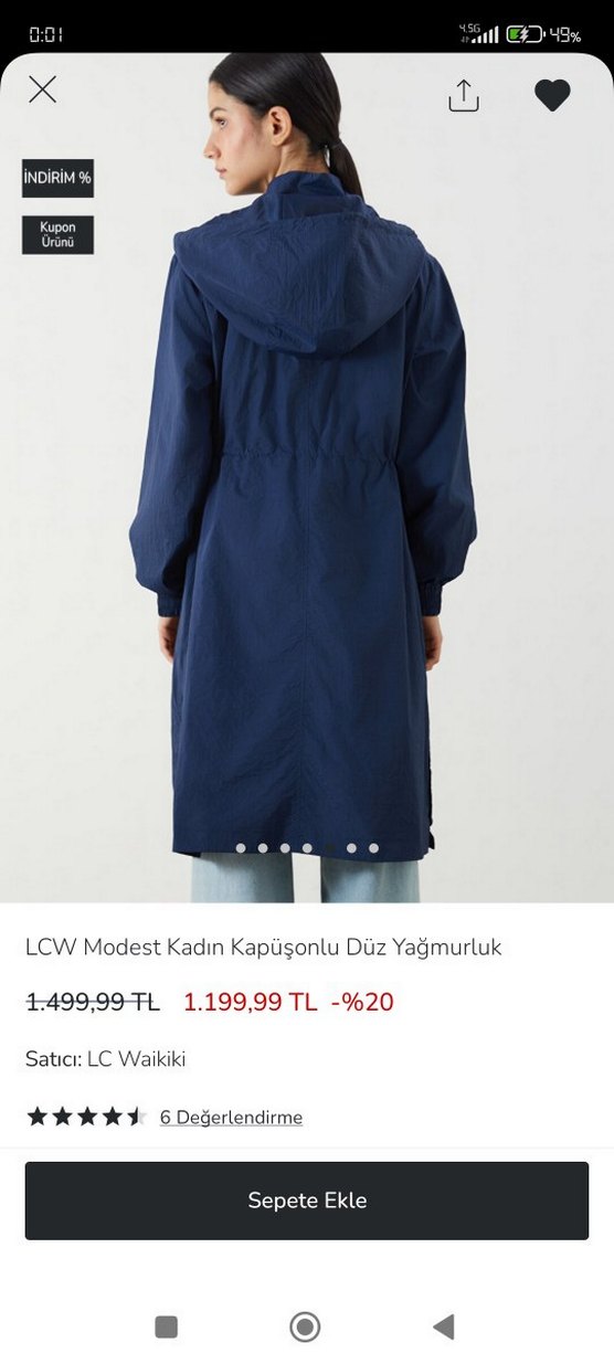 LCW kadın Lacivert yağmurluk Trençkot mont mevsimlik - Görsel 3