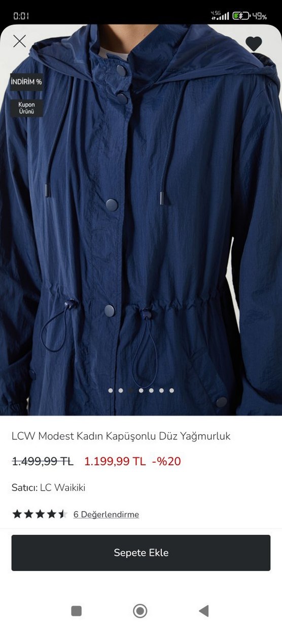 LCW kadın Lacivert yağmurluk Trençkot mont mevsimlik - Görsel 5