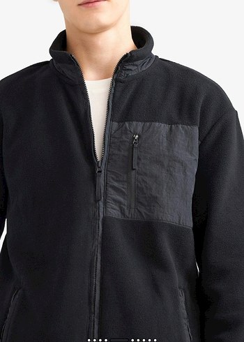DeFacto Erkek Siyah Fermuarlı Polar Sweatshirt hırka mont ceket - Görsel 5
