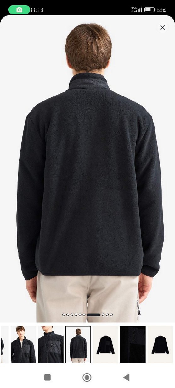 DeFacto Erkek Siyah Fermuarlı Polar Sweatshirt hırka mont ceket - Görsel 4