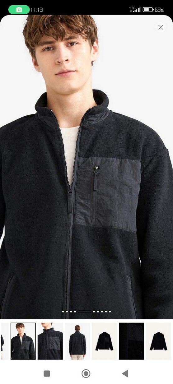 DeFacto Erkek Siyah Fermuarlı Polar Sweatshirt hırka mont ceket - Görsel 5