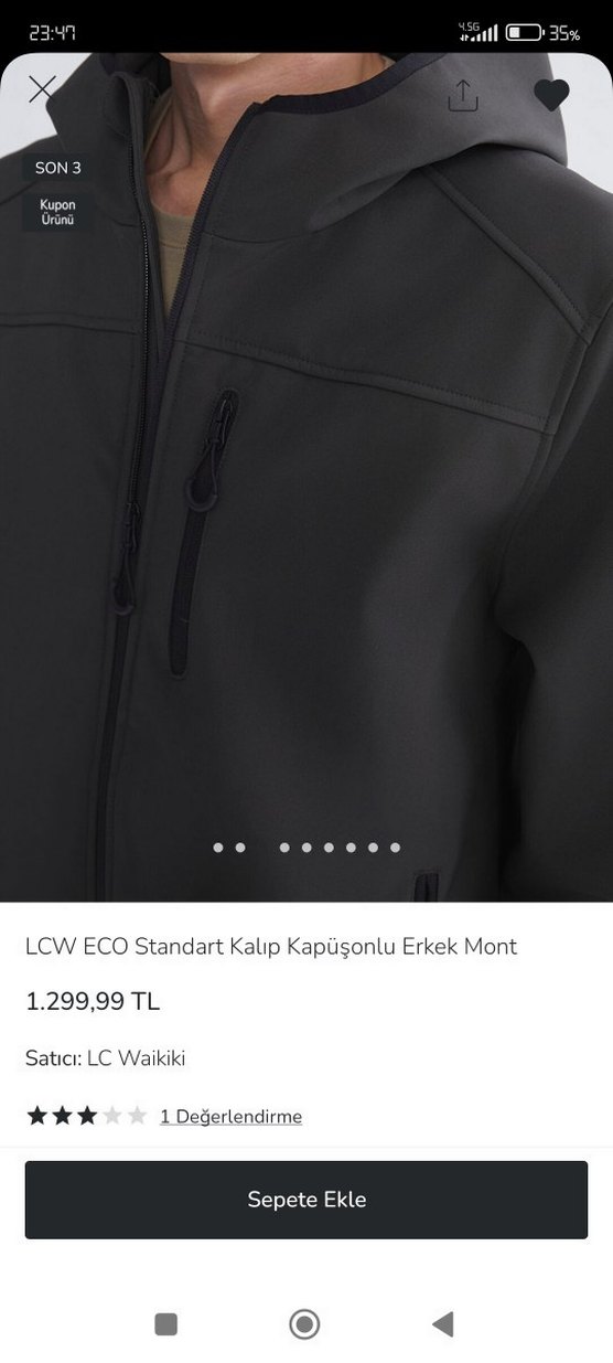 LCW Gri Kapüşonlu Fermuarlı Erkek Ceket mont - Görsel 5