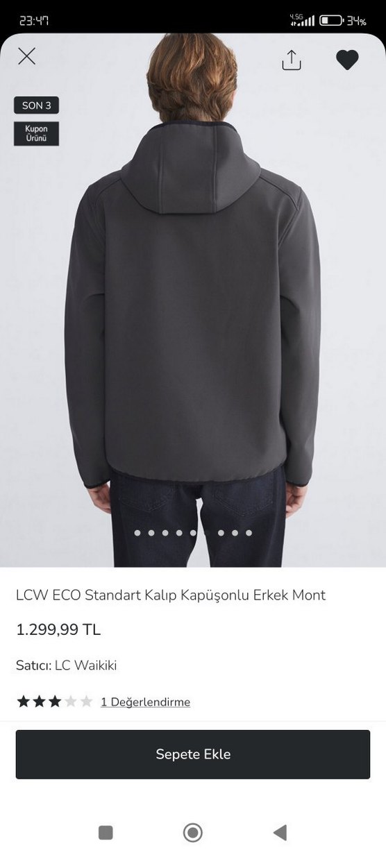 LCW Gri Kapüşonlu Fermuarlı Erkek Ceket mont - Görsel 2