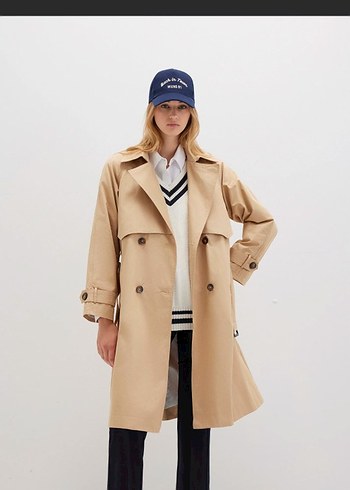 mavi bej Kadın Trençkot pardösü  boyfriend - Görsel 3