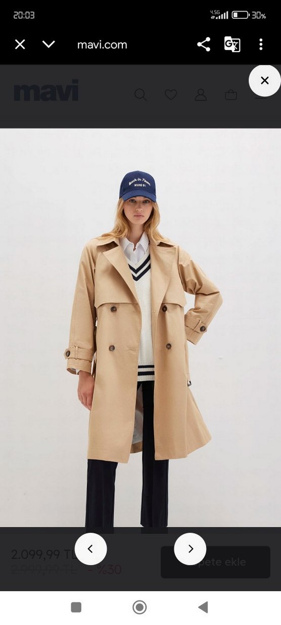 mavi bej Kadın Trençkot pardösü  boyfriend - Görsel 3