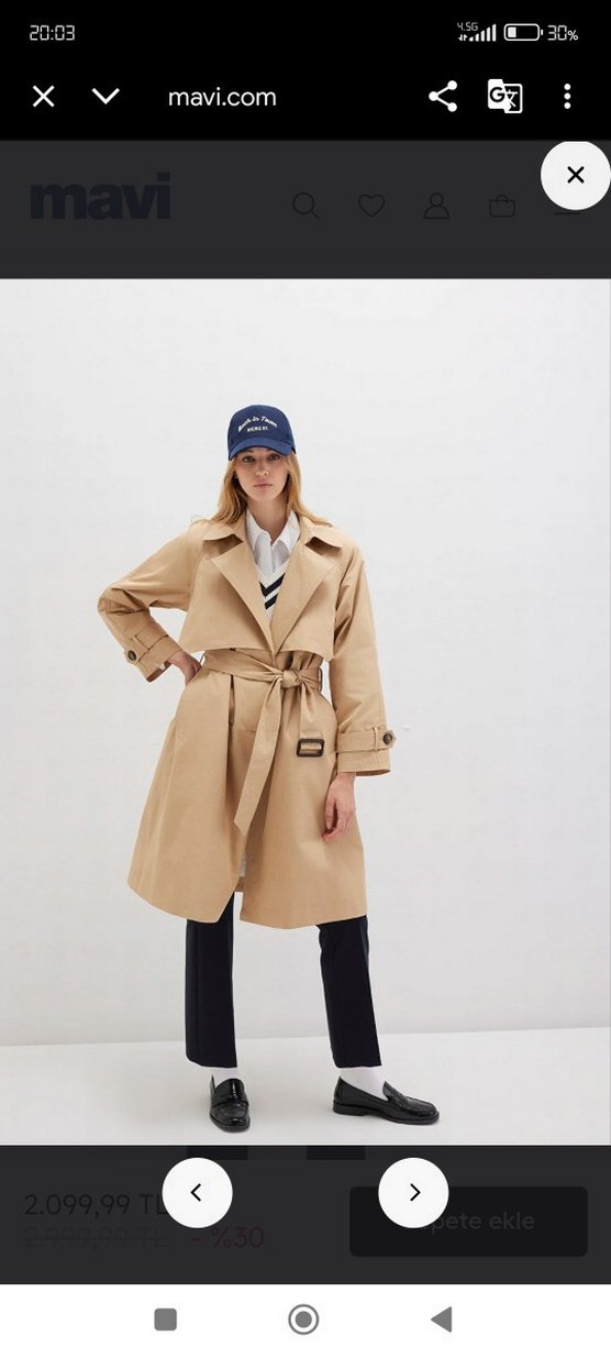 mavi bej Kadın Trençkot pardösü  boyfriend - Görsel 4