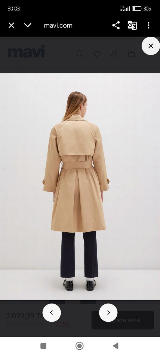 mavi bej Kadın Trençkot pardösü  boyfriend - Görsel 2