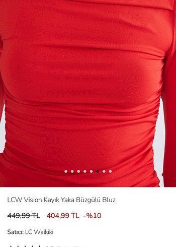 LCW kayık yaka Kadın Kırmızı Drapeli Uzun Kollu Bluz - Görsel 3