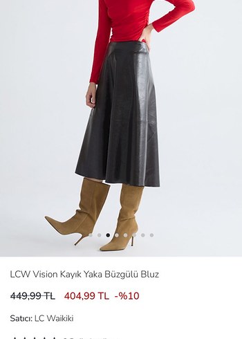 LCW kayık yaka Kadın Kırmızı Drapeli Uzun Kollu Bluz - Görsel 7