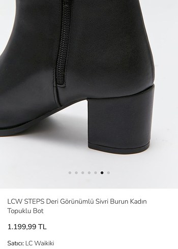 LCW Siyah Deri Kadın Topuklu bilek boy Bot - Görsel 3