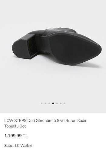 LCW Siyah Deri Kadın Topuklu bilek boy Bot - Görsel 7