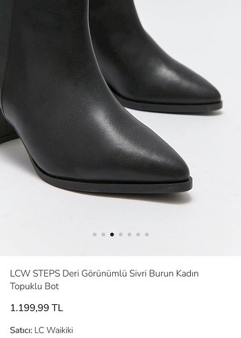 LCW Siyah Deri Kadın Topuklu bilek boy Bot - Görsel 6