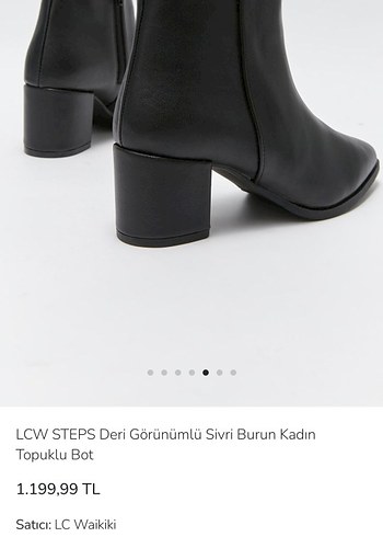 LCW Siyah Deri Kadın Topuklu bilek boy Bot - Görsel 2