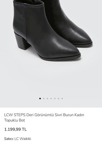 LCW Siyah Deri Kadın Topuklu bilek boy Bot - Görsel 4