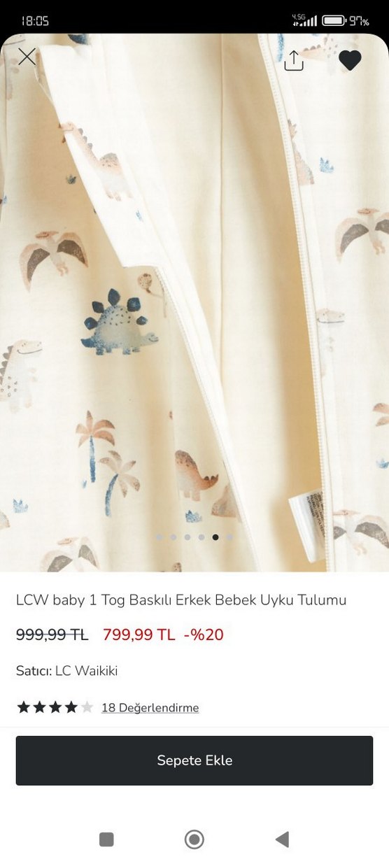 LCW Baby Erkek Bebek Uyku Tulumu 1 Tog - Görsel 5
