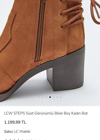 lc Waikiki Kahverengi Süet Kadın bilek boy Topuklu Bot - Görsel 4