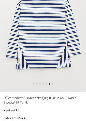 LCW modest Mavi Çizgili sweatshirt Kadın Tunik - Görsel 3
