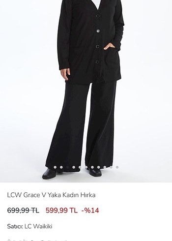 LCW interlok kumaş Siyah V Yaka Düğmeli Kadın Hırka - Görsel 8