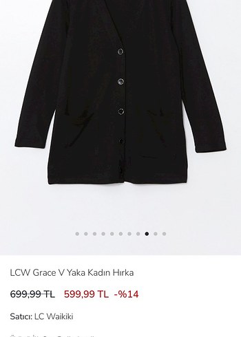 LCW interlok kumaş Siyah V Yaka Düğmeli Kadın Hırka - Görsel 5