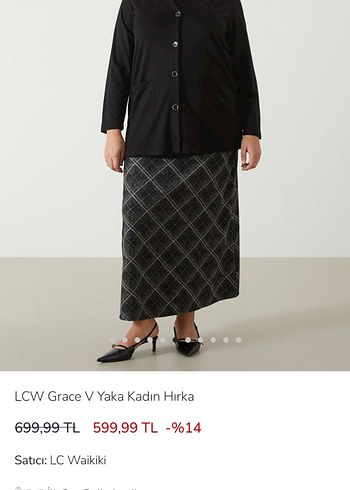 LCW interlok kumaş Siyah V Yaka Düğmeli Kadın Hırka - Görsel 6