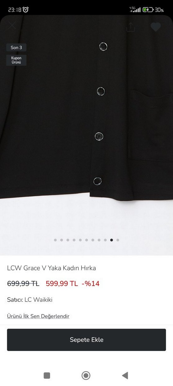 LCW interlok kumaş Siyah V Yaka Düğmeli Kadın Hırka - Görsel 4