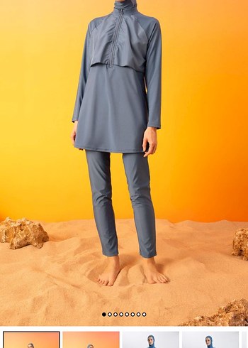 l Beden DeFacto kadın burkini tarzı tesettür mayo haşema Indigo mavi