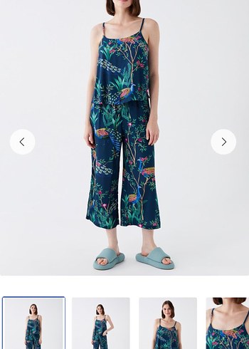 LC Waikiki lcw Bohem Tarz Baskılı Uzun Kadın Pijama Takımı
