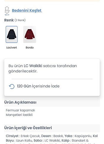 13-14 Yaş Beden lacivert Renk Southblue LC Waikiki 13 14 yaş yağmurluk 