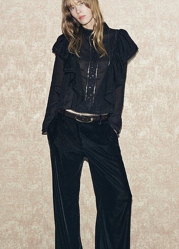 ZARA WOMEN ROMANTİK VOLANLI BLUZ  gömlek  - Görsel 3