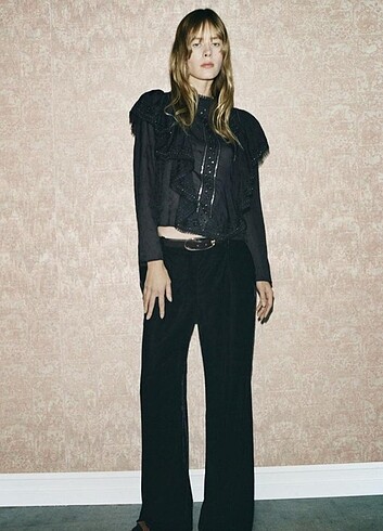 ZARA WOMEN ROMANTİK VOLANLI BLUZ  gömlek  - Görsel 4