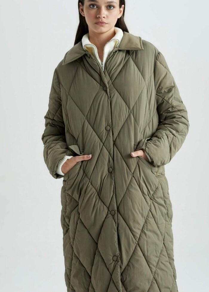 DeFacto su itici kapitoneli uzun parka kaban - Görsel 3