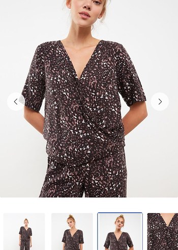 m Beden kahverengi Renk LC Waikiki Bağlama Desenli Emzirme ve normal Pijama Takımı