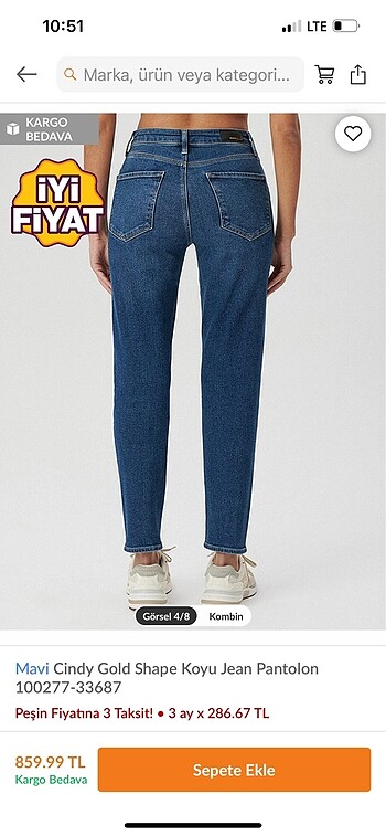 xs Beden Jean kot pantolon