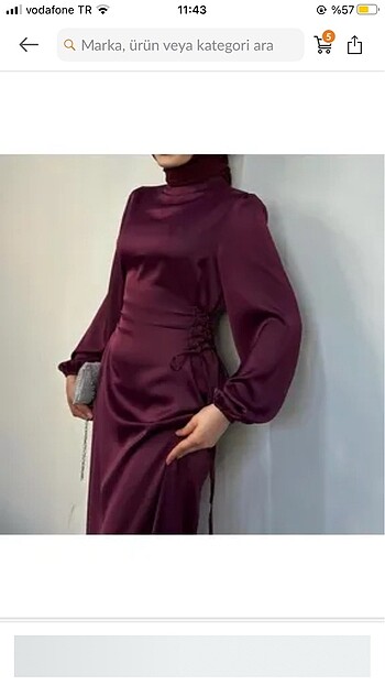 Bordo saten elbise etiketli 38 beden