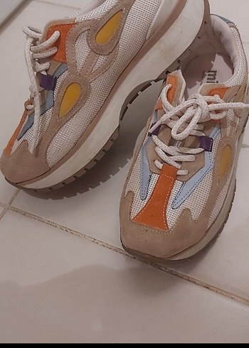 39 Beden Pastel Renkli Bağcıklı Platform Sneakers