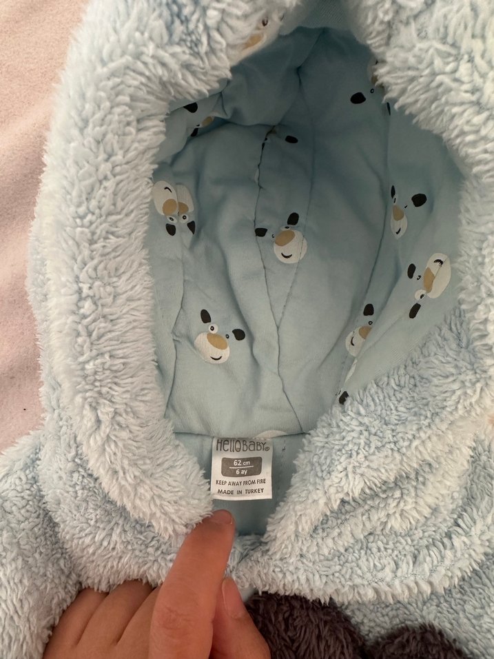 Mavi Bebek Peluş Tulumu Kapüşonlu - Görsel 2