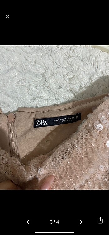 xs Beden Zara straplez pul detaylı elbise