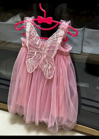 Pembe Fırfırlı Askılı Kız Elbisesi - Görsel 2