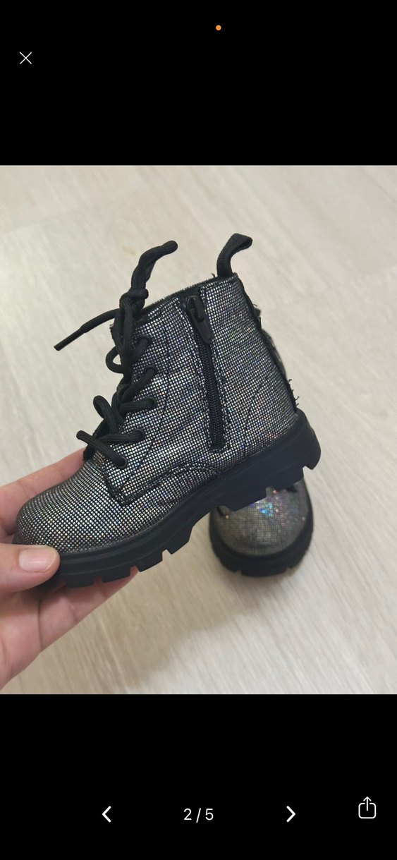 Kız Çocuk Gri Yılan Baskılı Parlak Bot - Görsel 2