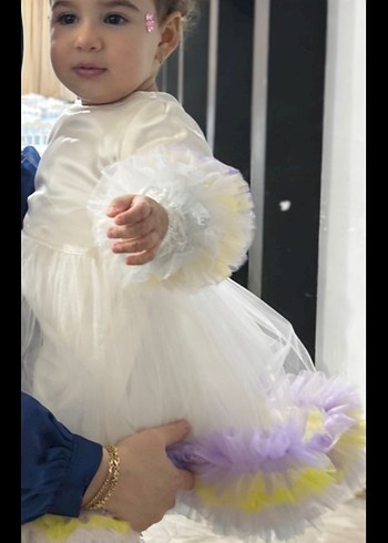 Çocuk Beyaz Renkli Fırfırlı Elbise - Görsel 2