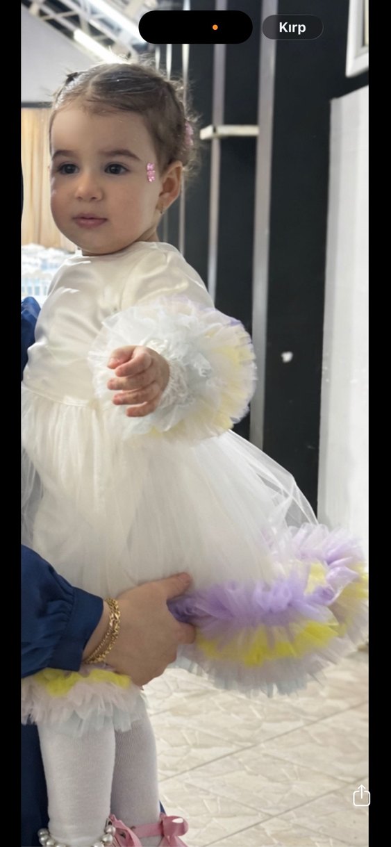 Çocuk Beyaz Renkli Fırfırlı Elbise - Görsel 2