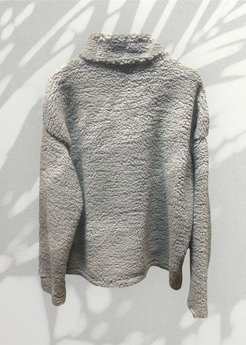 xl Beden Gri Peluş Erkek Ceket Yüksek Yakalı