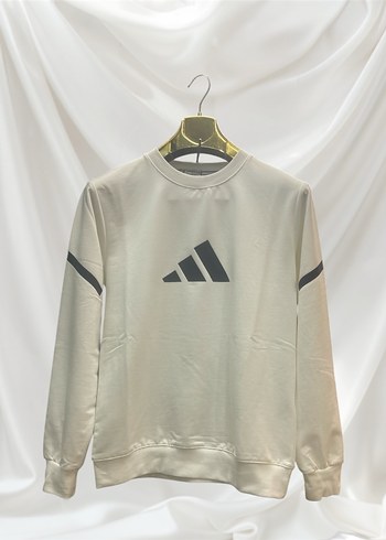 Beyaz Siyah Baskılı Erkek Sweatshirt