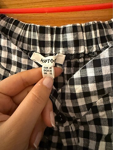 Koton Koton Siyah Beyaz Pötü Kare Desen elbise